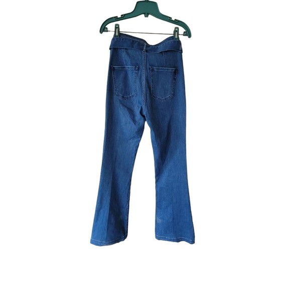 Express Super High Rise Slim Flare Denim Jeans Size Medium Hyper‎ Stretch 70s 2R - Picture 6 of 7